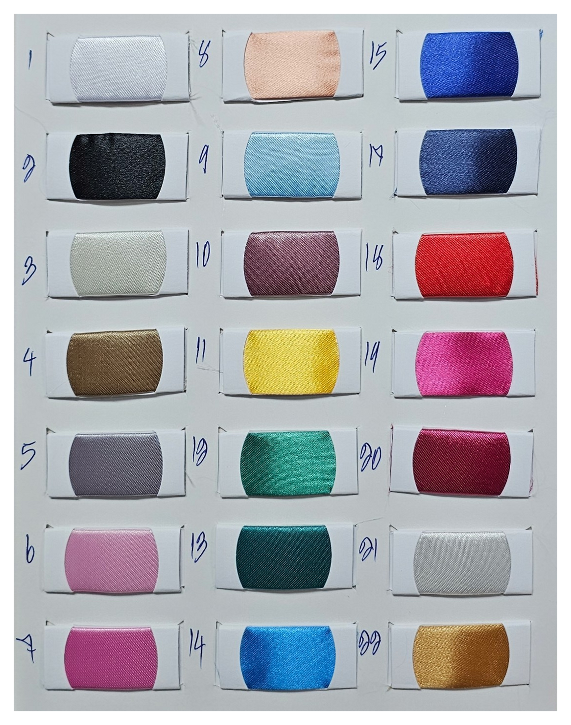 Crepe satin color chart preview, product 10 / ตัวอย่างตารางสีเครปซาติน สินค้าหมายเลข 10